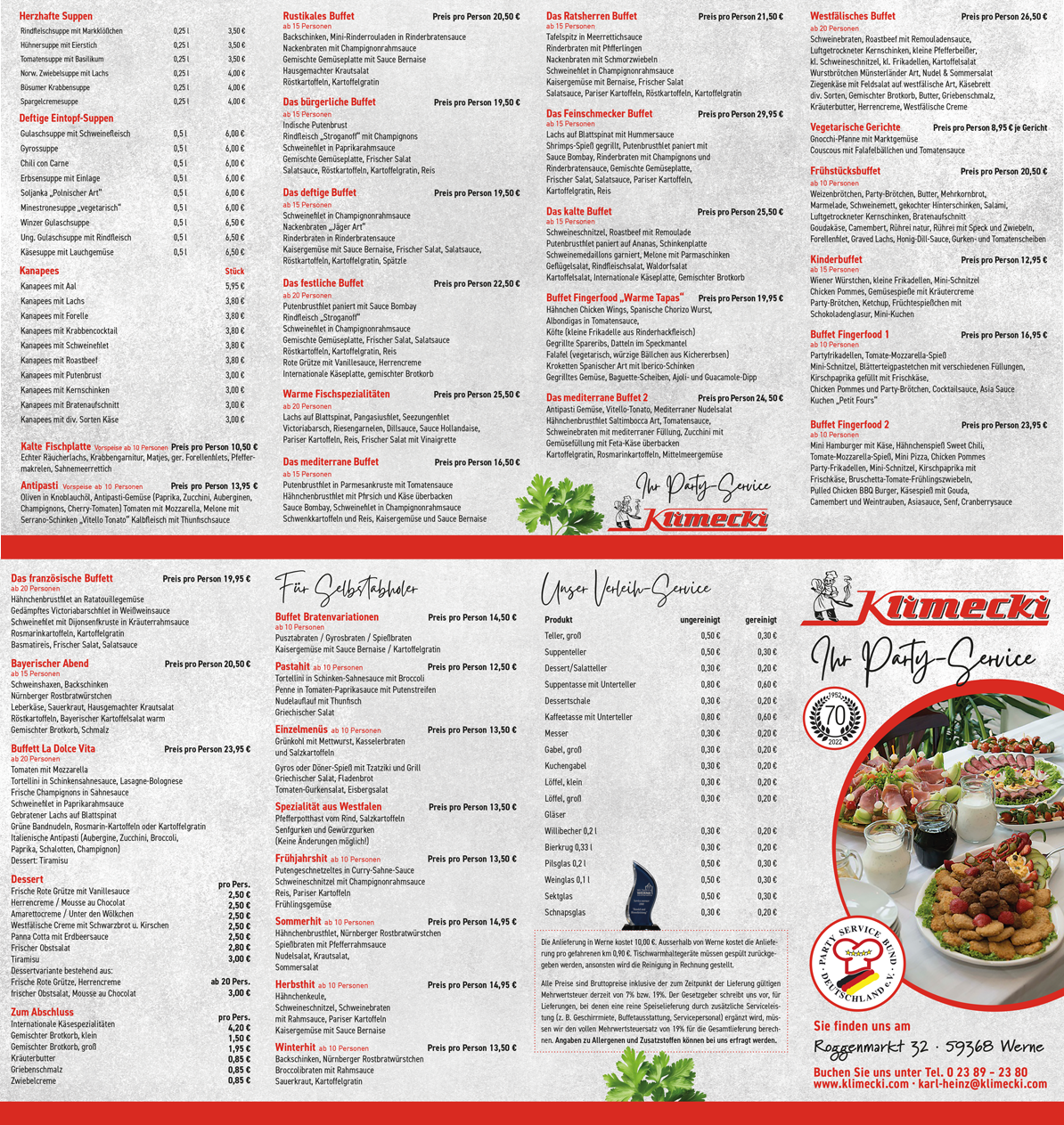 Partyservice Klimecki - Preisliste 2025